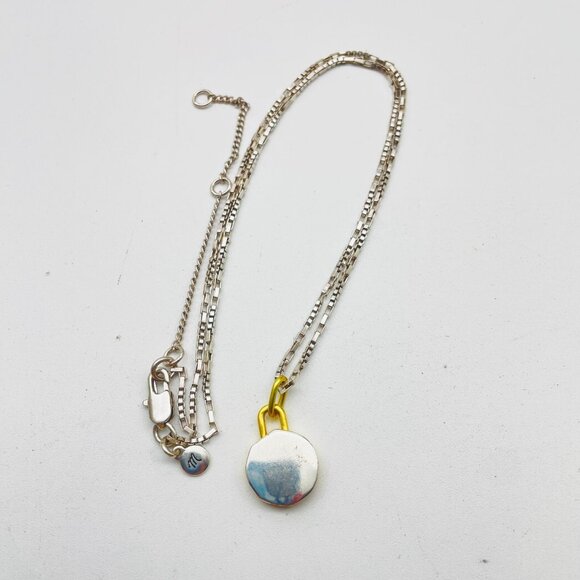 MADEWELL Signed Charm Necklace Mixed Metal Tones Reversible - Picture 3 of 5